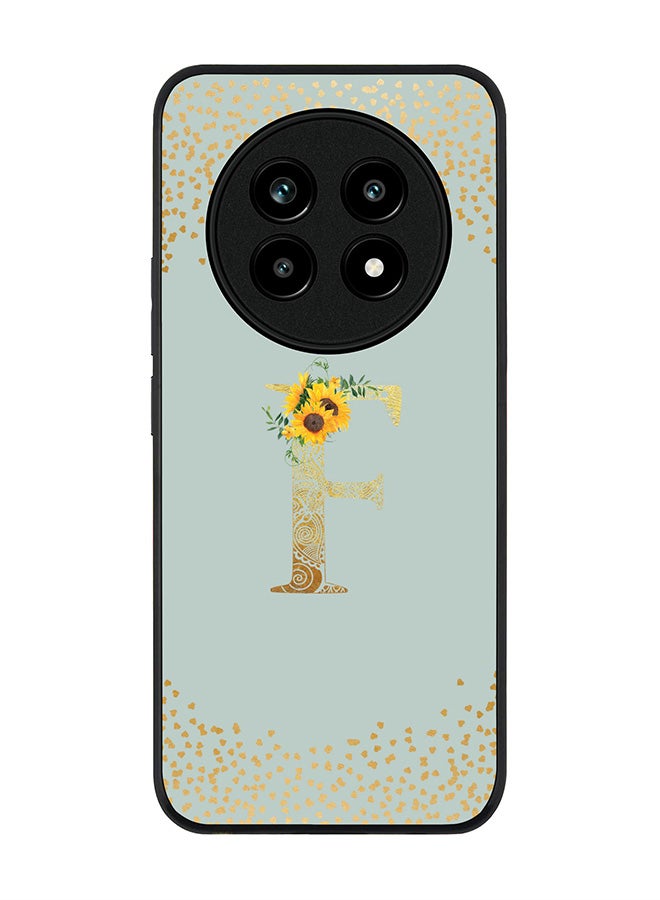 For Realme 13 Pro / 13 Pro+ Case,Slim fit Camera Protection, Shockproof Thin Phone cover  - Custom Floral Monogram - F  (Light Grey )